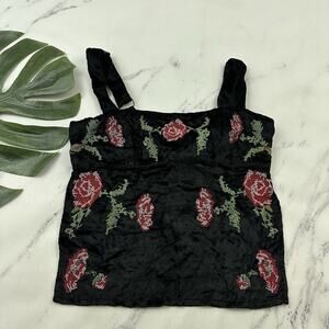 Kimchi Blue Urban Outfitters Backless Tank Top Size M Black Velvet Floral